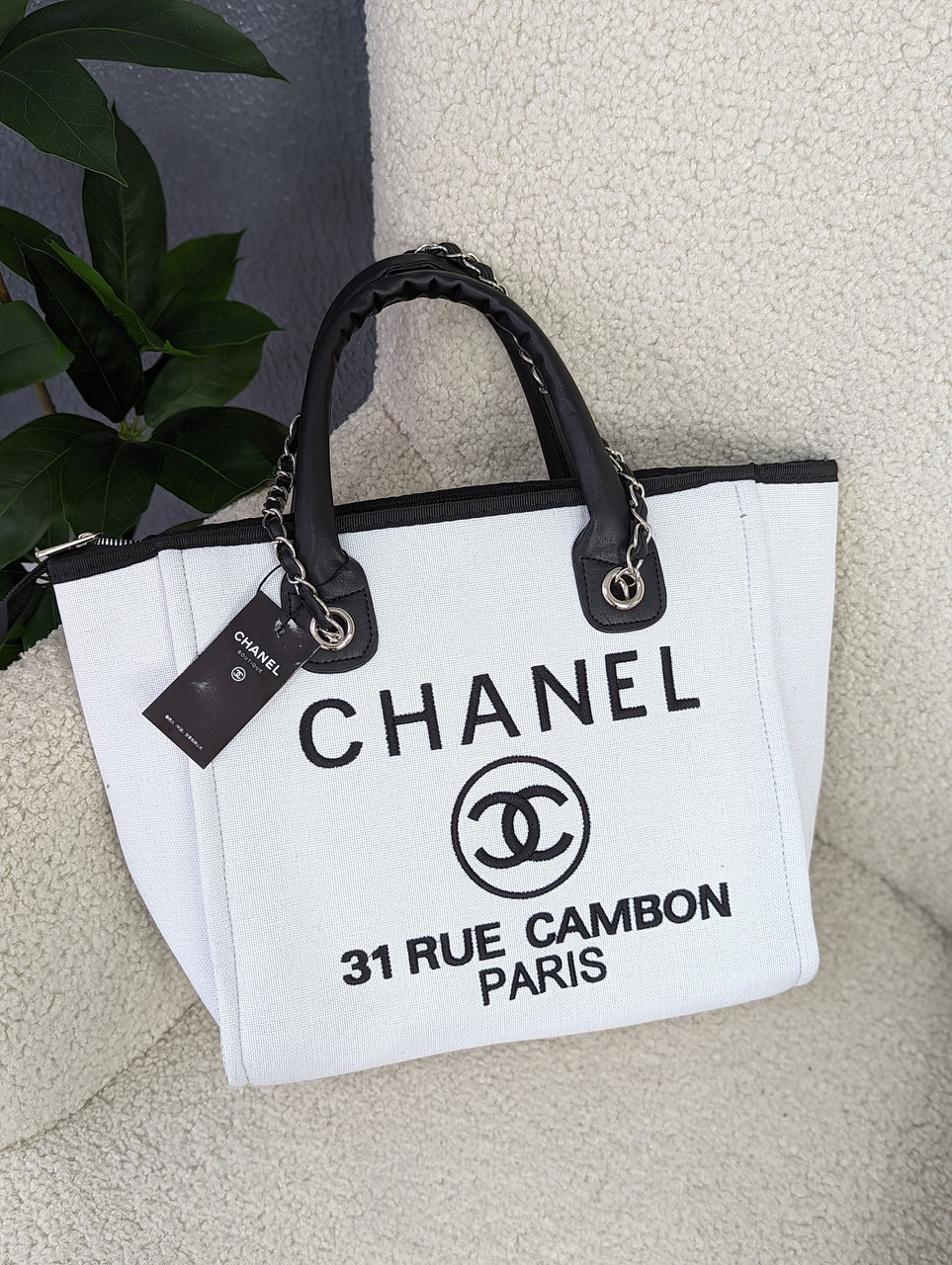 Сумка жіноча шопер Chanel Deauville Шанель білий класичний