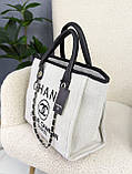 Сумка жіноча шопер Chanel Deauville Large Шанель молочний, фото 3