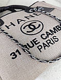 Сумка жіноча шопер Chanel Deauville Шанель бежевий класичний, фото 3