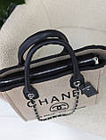 Сумка жіноча шопер Chanel Deauville Шанель бежевий класичний, фото 5
