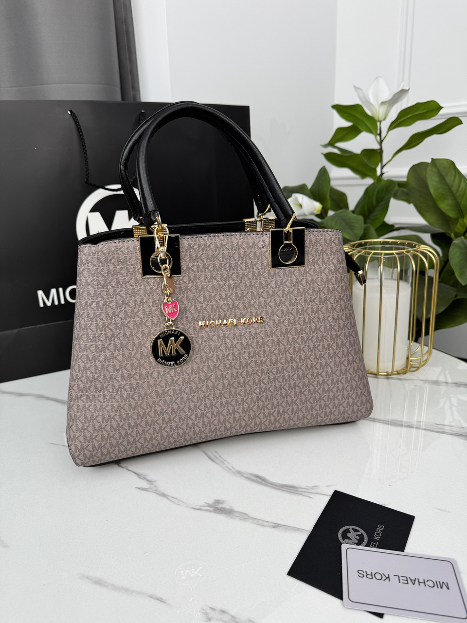 Сумка жіноча Michael Kors Майкл Корс сірий на 3 відділення, фото 1