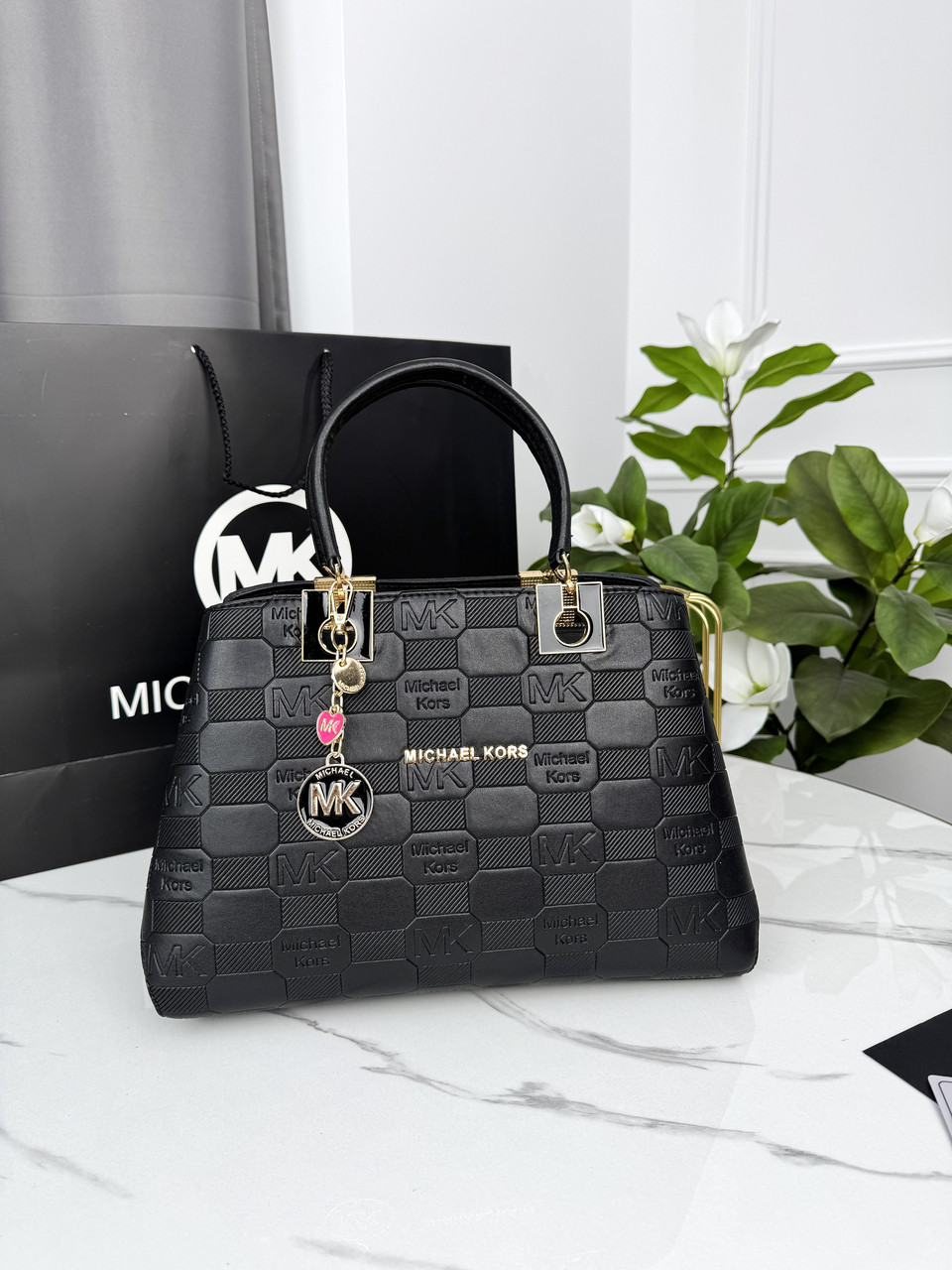 Сумка жіноча Michael Kors Майкл Корс чорний стьобаний на 3 відділення, фото 1