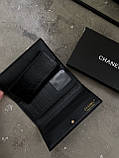 Жіночий гаманець Chanel чорний глянсовий подвійний на кнопці Шанель, фото 2