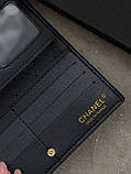 Жіночий гаманець Chanel чорний глянсовий подвійний на кнопці Шанель, фото 3