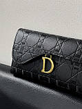 Жіночий гаманець Christian Dior чорний із буквою подвійний Діор, фото 2