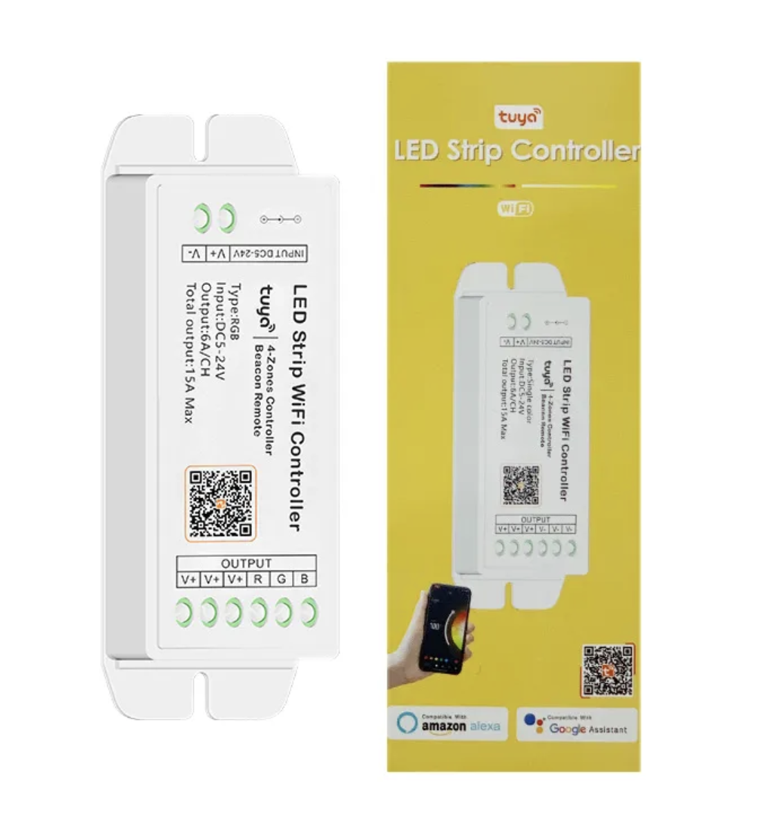 Смарт-контролер LED Tuya AI-Future RGBW із керуванням Wi-Fi,голосовим або пультом, фото 1