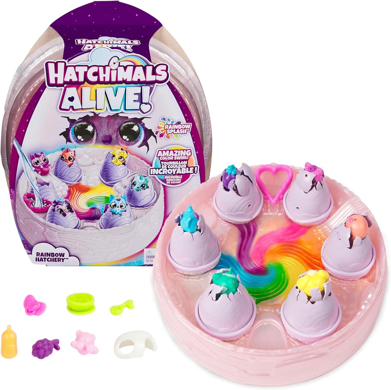 Набір хачималс із 6 фігурками в кольорових яйцях Hatchimals Alive Rainbow Hatchery