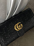 Жіночий гаманець Gucci чорний стьобаний подвійний Гччі, фото 2
