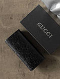Жіночий гаманець Gucci чорний стьобаний подвійний Гччі, фото 4