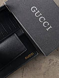 Жіночий гаманець Gucci чорний стьобаний подвійний Гччі, фото 6