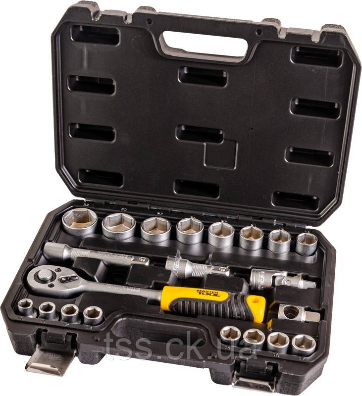 Набор насадок торцевых MASTERTOOL CrV 1/2" 10-32 мм трещотка 72Т 21 шт кейс 78-4021