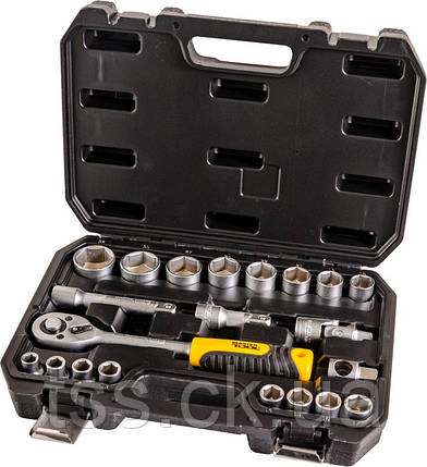 Набор насадок торцевых MASTERTOOL CrV 1/2" 10-32 мм трещотка 72Т 21 шт кейс 78-4021, фото 1