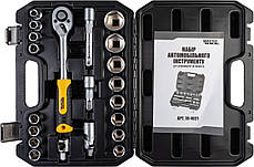 Набор насадок торцевых MASTERTOOL CrV 1/2" 10-32 мм трещотка 72Т 21 шт кейс 78-4021, фото 4