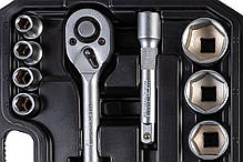 Набор насадок торцевых MASTERTOOL CrV 1/2" 10-32 мм трещотка 72Т 21 шт кейс 78-4021, фото 5