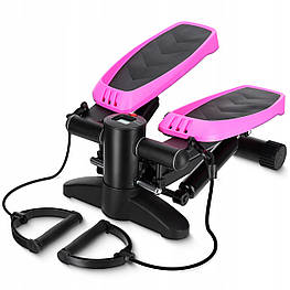 Степер (міні-степер) 4FIZJO Evo з еспандерами Black/Pink (P-5905973403870)
