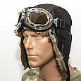 Шапка Бомбер з окулярами чорна, фото 2