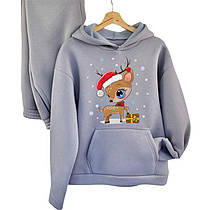 Дитячий новорічний костюм Оленя, теплий комплект для зими, сірий