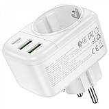 Фільтр живлення 2U | 1P | 1C — Hoco AC26  — White, фото 4