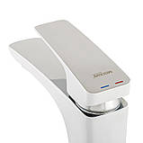 Змішувач для умивальника білий квадратний німецький MIXXUS PREMIUM PATRICK Chr-001 White (MI5853), фото 2