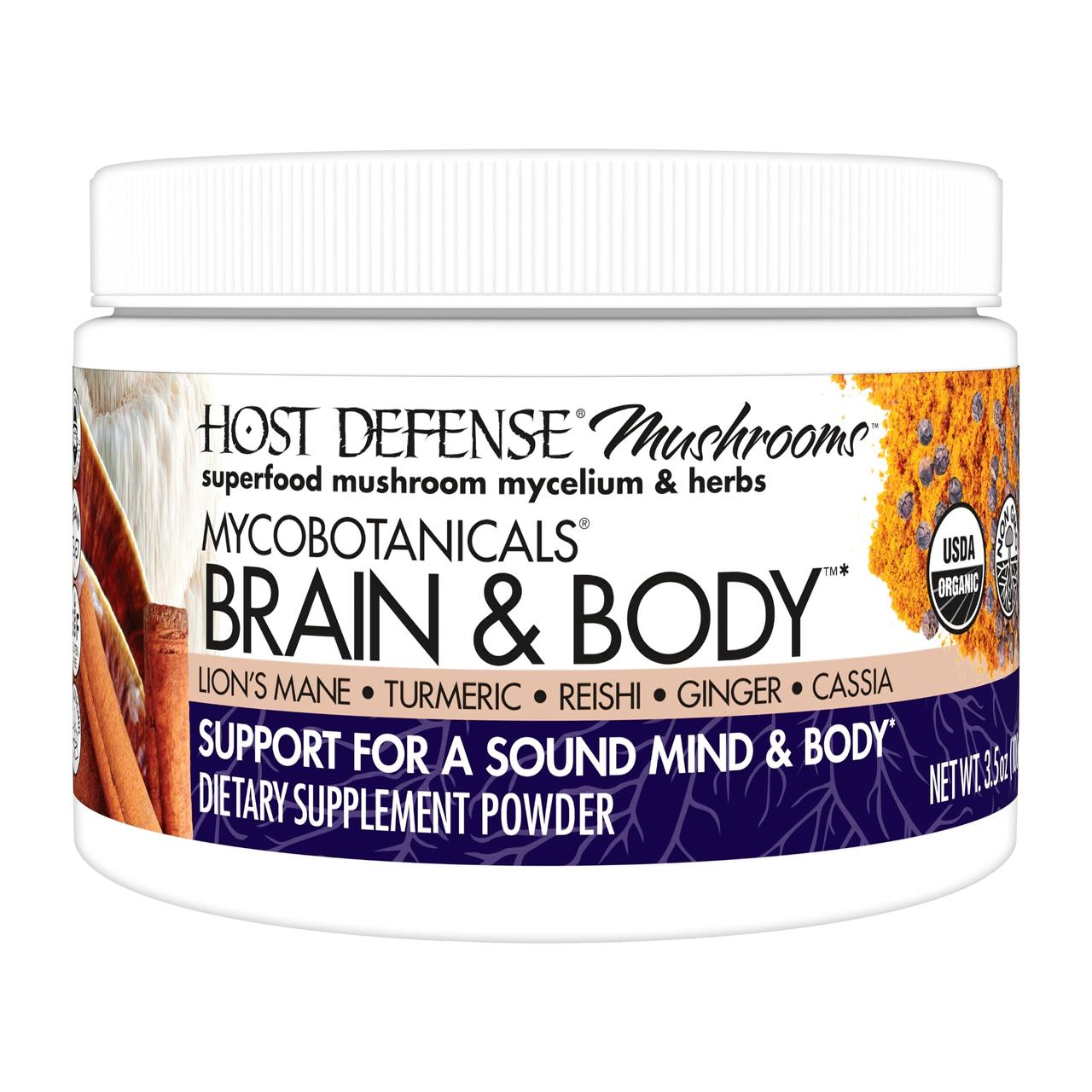Підтримка розумової концентрації та здоров'я тіла Host Defense MycoBotanicals Brain & Body Powder 100 g