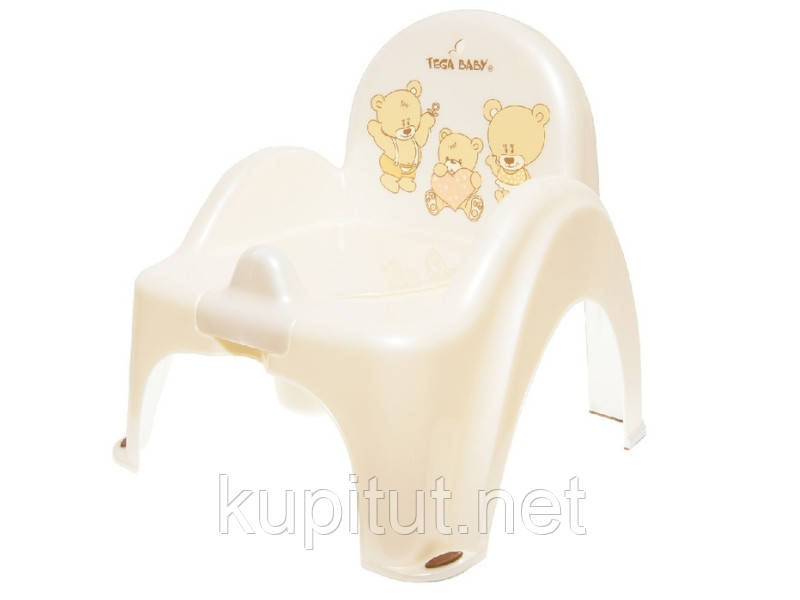 Горщик-стілець дитячий з музикою антиковзкий Teddy Bear white pearl, фото 1