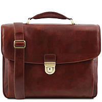 Шкіряний чоловічий портфель мультифункціональний Alessandria Tuscany TL142067 (Коричневий)