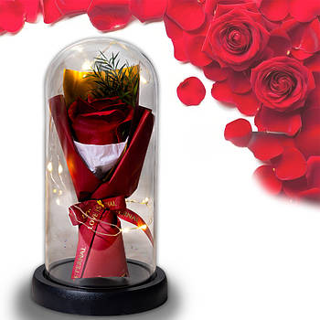 Мило у вигляді букета троянд у скляній колбі з підсвічуванням KR-02 Подарунковий набір