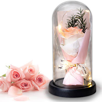 Мило у вигляді букета троянд у скляній колбі з підсвічуванням KR-02 Подарунковий набір