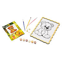 Картина по номерах "Ведмедик" Puz-22942 формат А4 пензлик, фарби, кріплення для стіни