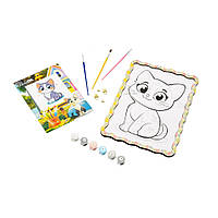 Картина по номерах "Котик" Puz-22945 формат А4 пензлик, фарби, кріплення для стіни