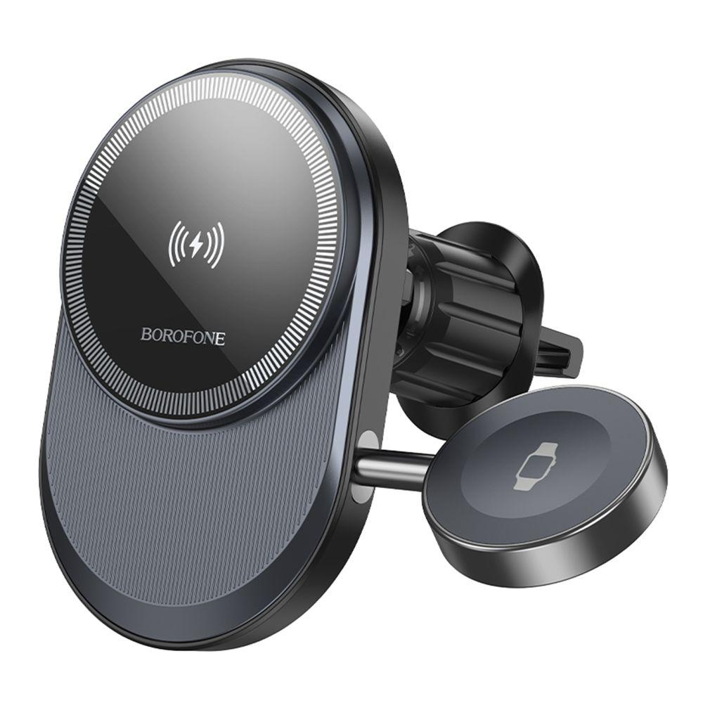 Автомобільний магнітний тримач Borofone BH219 Fine 2-in-1 Magnetic Wireless 15W, Black