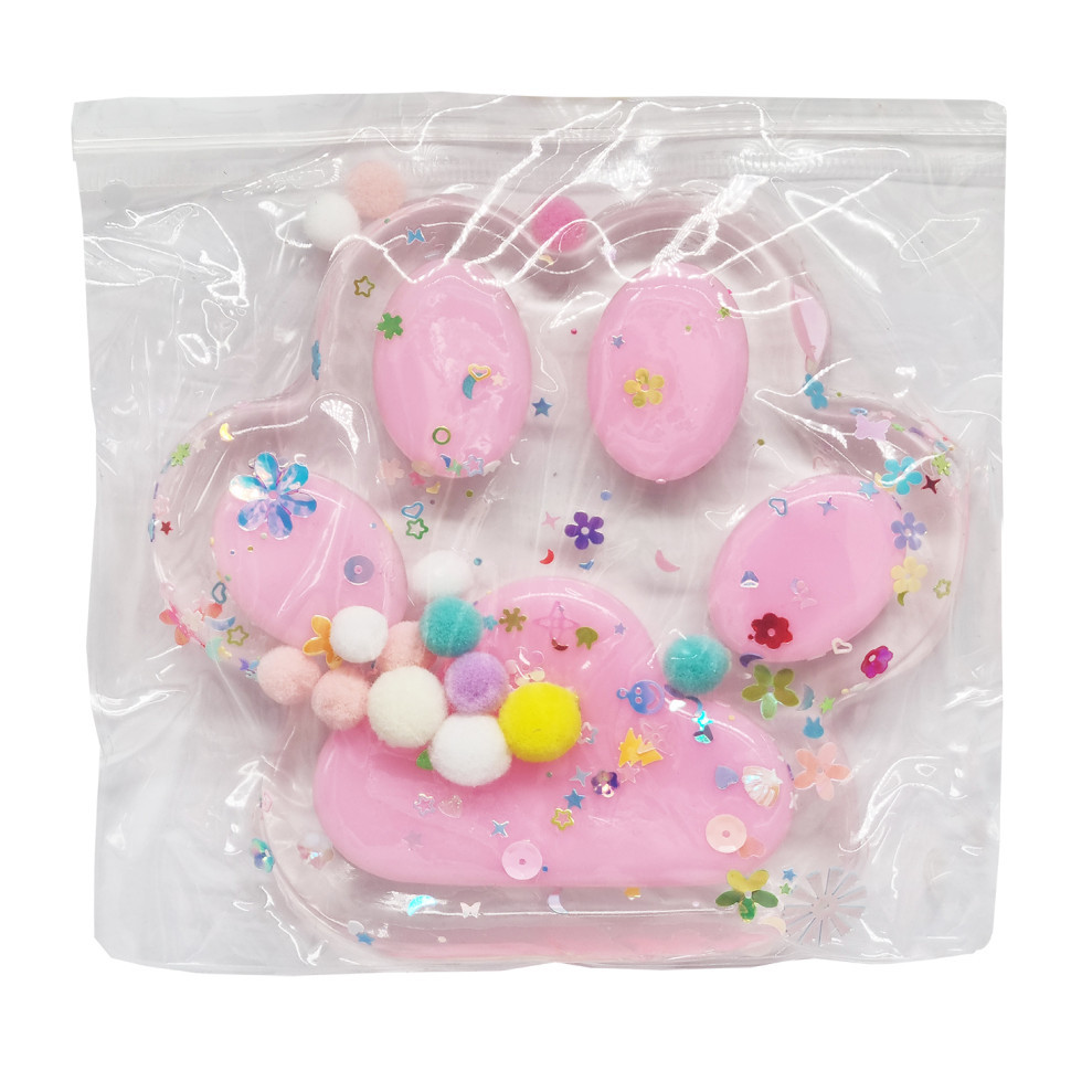 Антистрес Сквіш "М'які котячі лапки" SKL-150(Crystal Pink) прозора 13 см