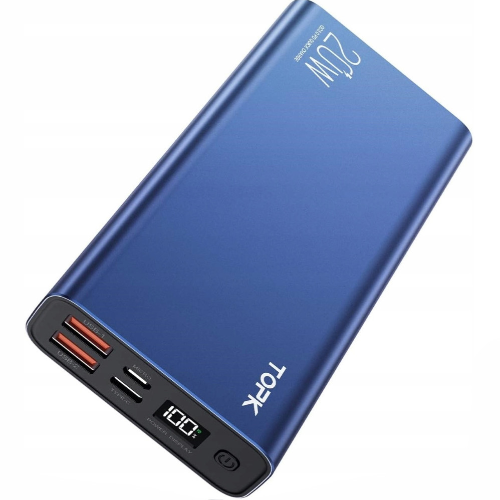 Повербанк TOPK I2006P 20000 mAh швидка зарядка QC PD 20W надійний акумулятор для смартфонів та гаджетів, фото 1