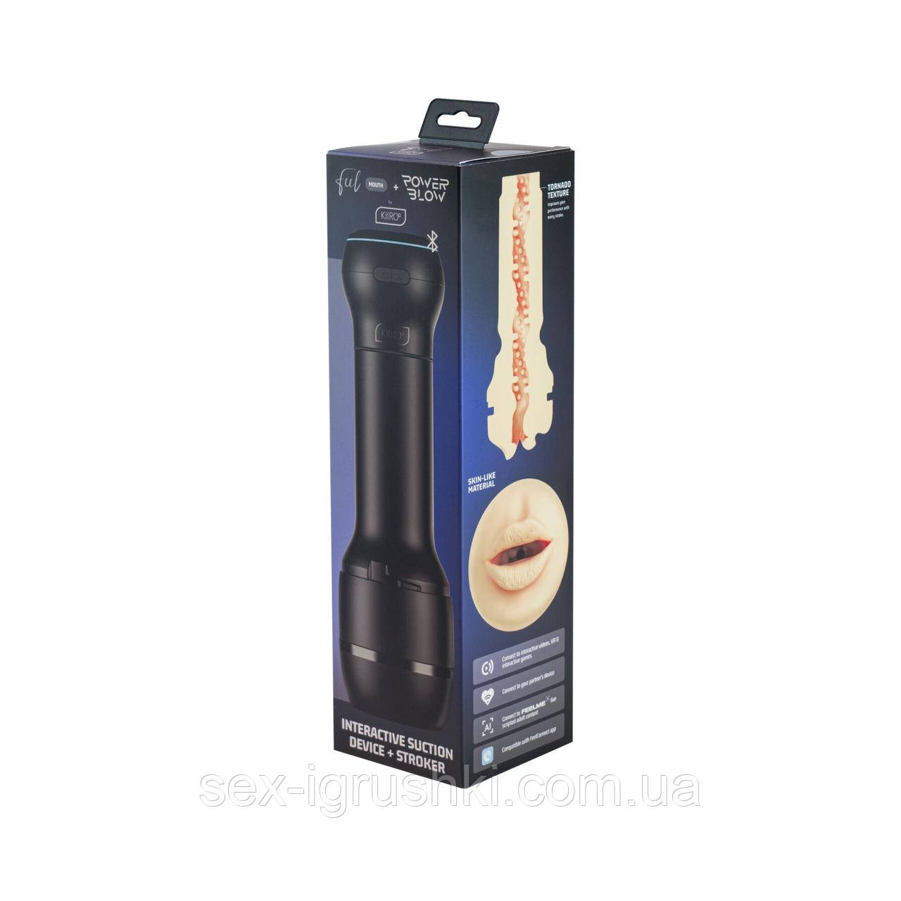 Мастурбатор-ротик Kiiroo Feel Mouth зі всмоктувальною інтерактивною насадкою PowerBlow Combo Set