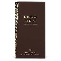 Презервативи LELO HEX Condoms Respect XL 12 Pack, тонкі та суперміцні, збільшений розмір