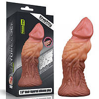 Фалоімітатор монстр Dual layered Platinum Silicone Plug 7.0, Коричневий