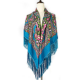 Вовняна жіноча хустка на голову та на плечі красива LEONORA 130*130 см з бахромою, фото 5
