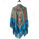Вовняна жіноча хустка на голову та на плечі красива LEONORA 130*130 см з бахромою, фото 6