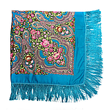 Вовняна жіноча хустка на голову та на плечі красива LEONORA 130*130 см з бахромою, фото 7