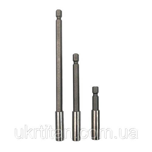 Оригінал! Набір тримачів біт магнітних 3шт 1/4" 75/100/150мм, шестигранні, хром - Вища Якість!, фото 1