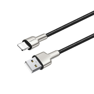 Дата кабель USB 2.0 AM to Lightning 1.0m head metal black ColorWay (CW-CBUL046-BK), фото 1