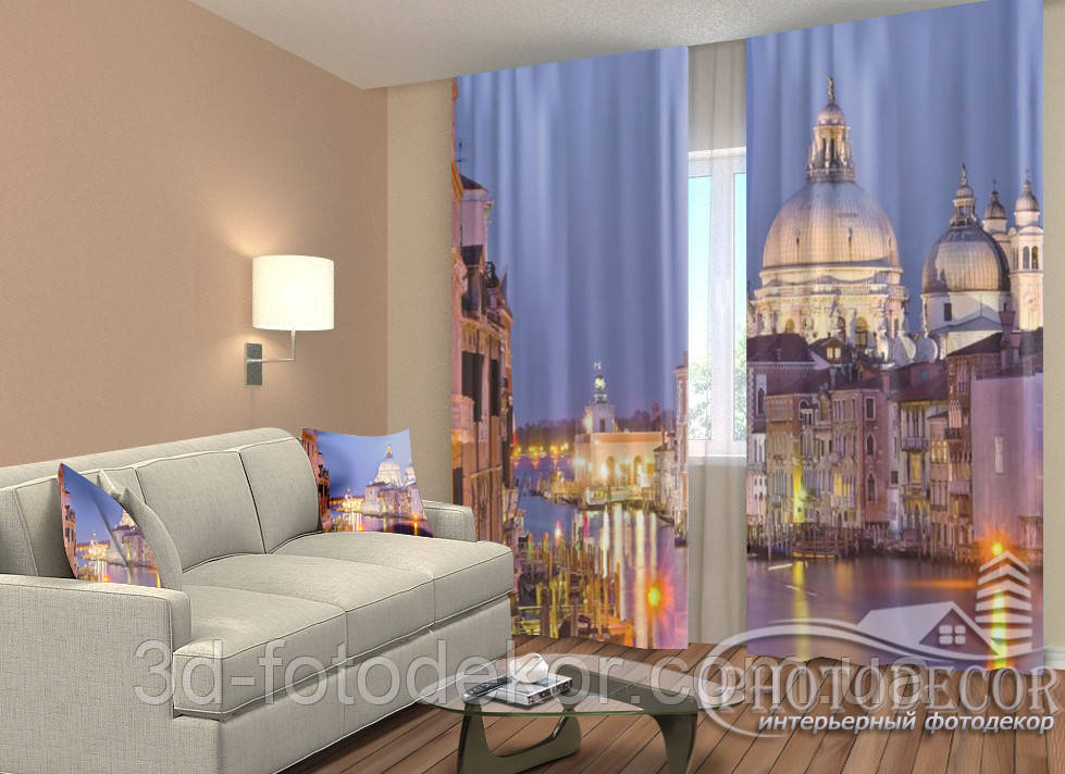 Фото Штори "Вечірня Венеція" 2,5м*2,9м (2 полотна по 1,45м), тасьма