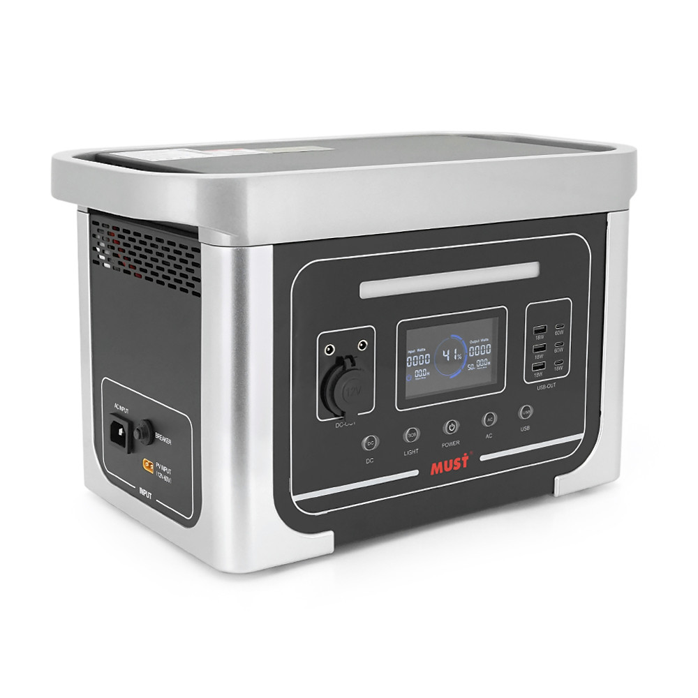 Must EM181-EM1024S 1000W LiFePO4 LCD, 12VDC, PV 25A MPPT, 230V ±5%, 6000 cycle 80% DOD, 25°C, 4xUSB,