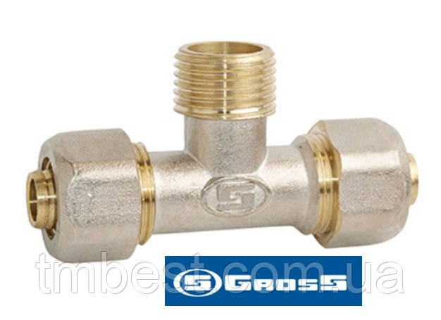 Трійник 16*1/2"Н*16 металопластиковий розбірний з зовнішньою різьбою