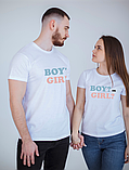 Футболки для гендер паті з принтом Boy or Girl. Парні футболки., фото 3