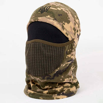 Балаклава флісова з тризубом S, Paskat, Піксель / Балаклава зимова / Підшоломник / Балаклава-шапка