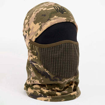 Балаклава флісова з тризубом L, Paskat, Піксель / Балаклава зимова / Підшоломник / Балаклава-шапка