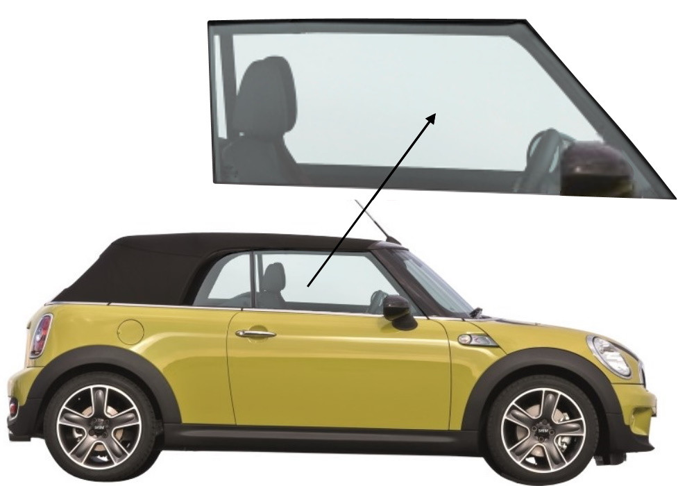 Бічне скло Mini Cabrio 2009-2016 передніх дверей праве, фото 1