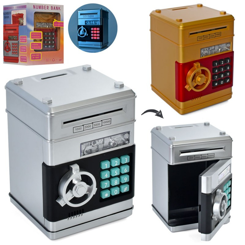 Сейф-копилка MK 4523, сейф із кодом, затягує купюри, звук, світло, фото 1