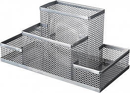 Металева підставка для канцелярського приладдя 4 секції сіра - оригінал